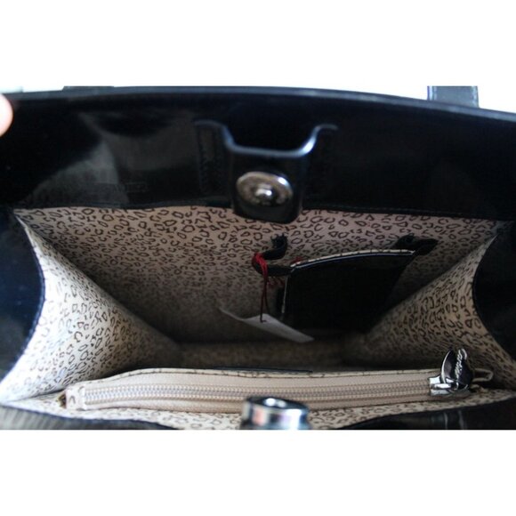 Cartier Vintage Black Silver Panther Pantent Leather Handbag - Picture 3 of 6